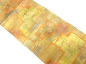 引箔 幾何学模様織り出し 名古屋帯